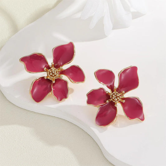Oil-drop flower Korean earrings - KE510