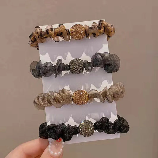 Organza rhinestone ball Korean rubberband - KE511