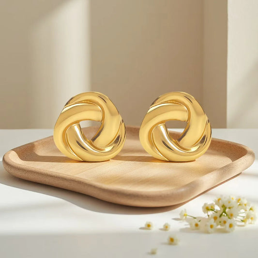 Anti tarnish spiral three layer Korean earrings - KE567