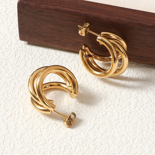 Anti Tarnish three-Piece Line Earring Korean Earrings - KE572