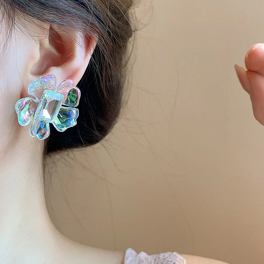 New fashion Transparent diamond pearl white Korean earrings - KE586