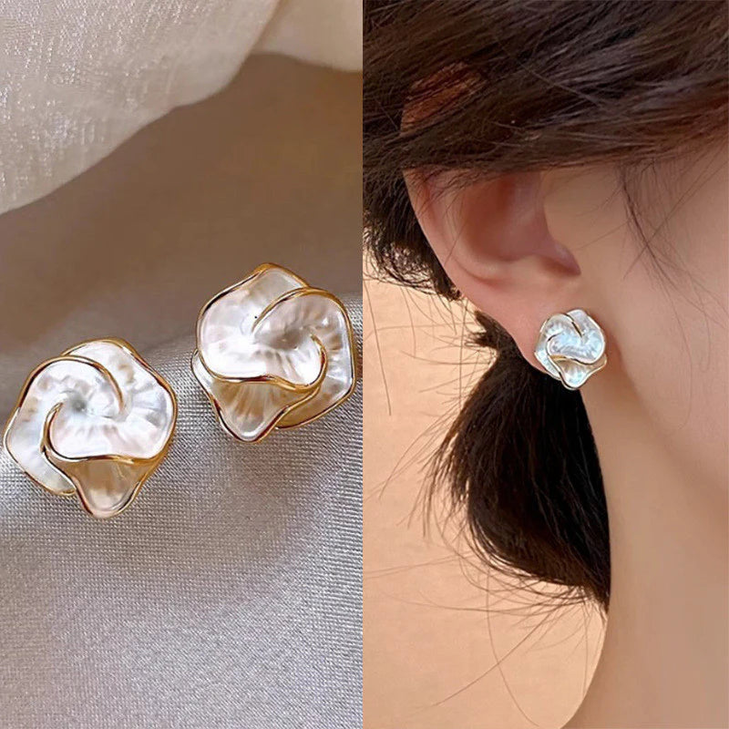 Drop glaze Camellia Korean earrings - KE593