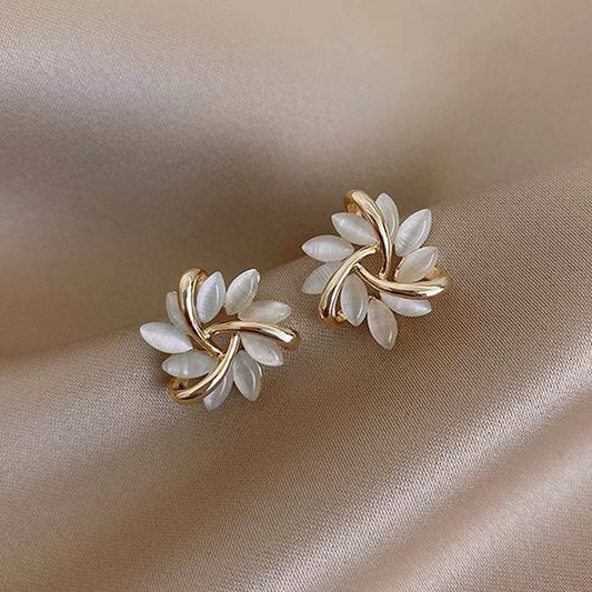 Cat's Eye Stone French Petal Earrings - KE598