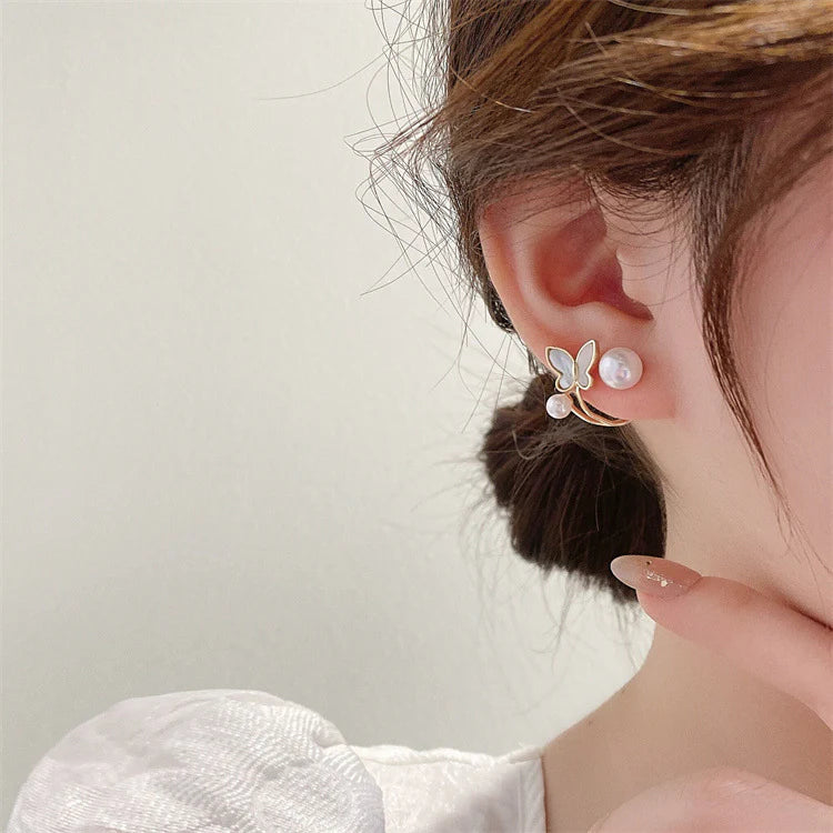 Korean Style Butterfly Oil Earrings - KE610