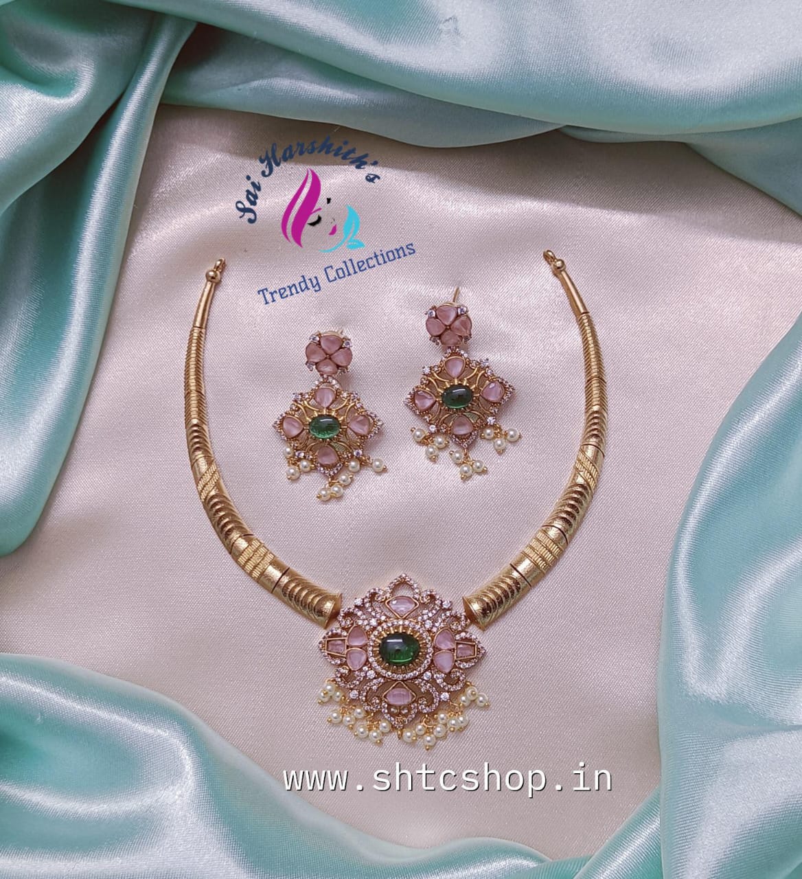 Golden Radiance Kempu Necklace - SHTC661