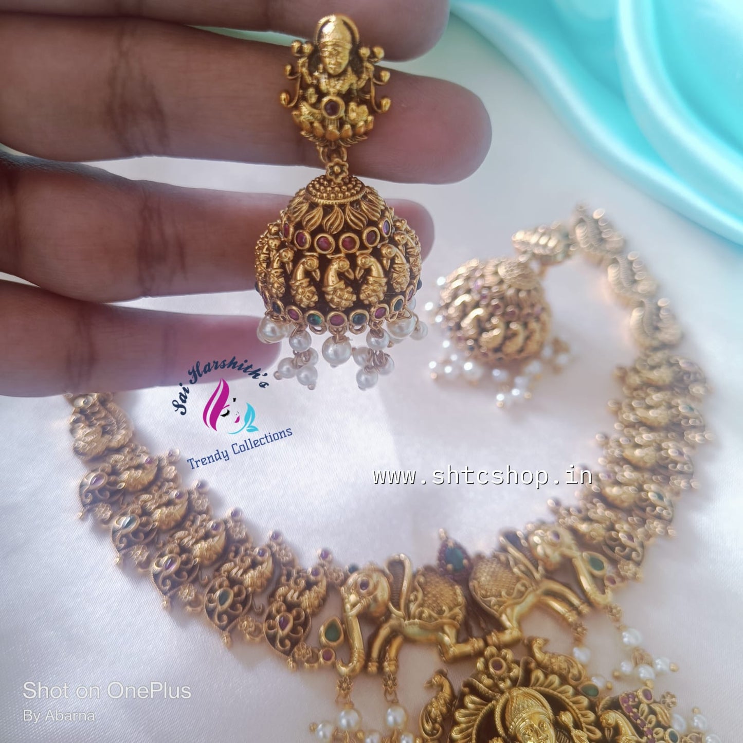 3D Gajalakshmi Matte Finish Necklace - SHTC688