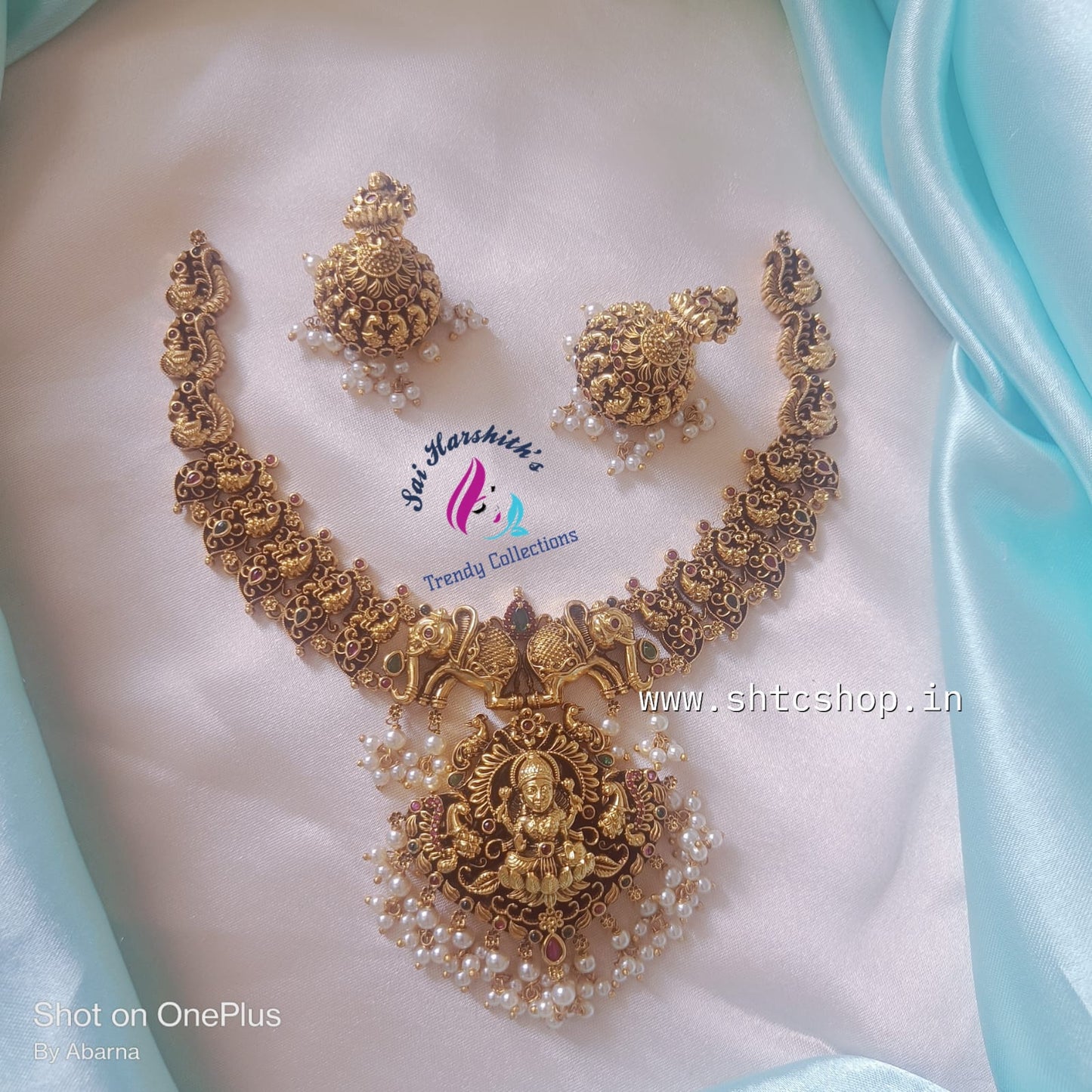 3D Gajalakshmi Matte Finish Necklace - SHTC688