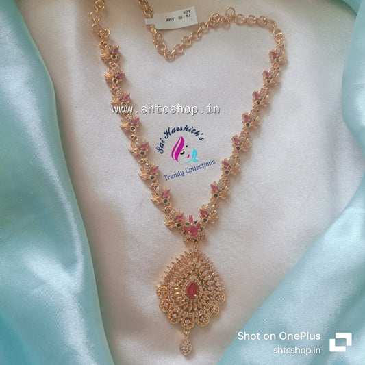 Gold Finish Cz Necklace - SHTC749 - Sai Harshith's Trendy Collections