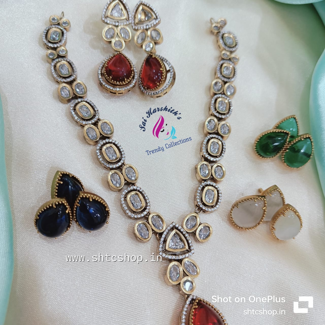 4 in 1 Changeable Victorian Necklace ( Semi precious Stones) - SHTC753