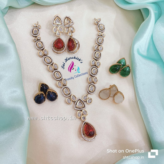 4 in 1 Changeable Victorian Necklace ( Semi precious Stones) - SHTC753