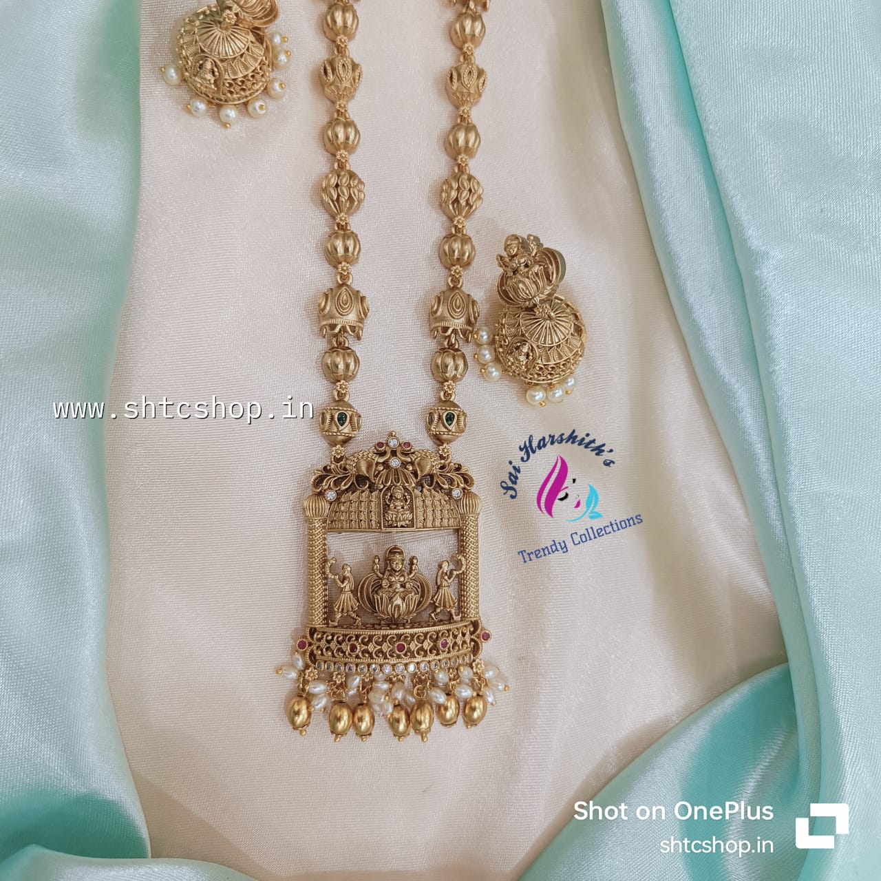 3D Lakshmi Haram with Kempu Stones - SHTC755