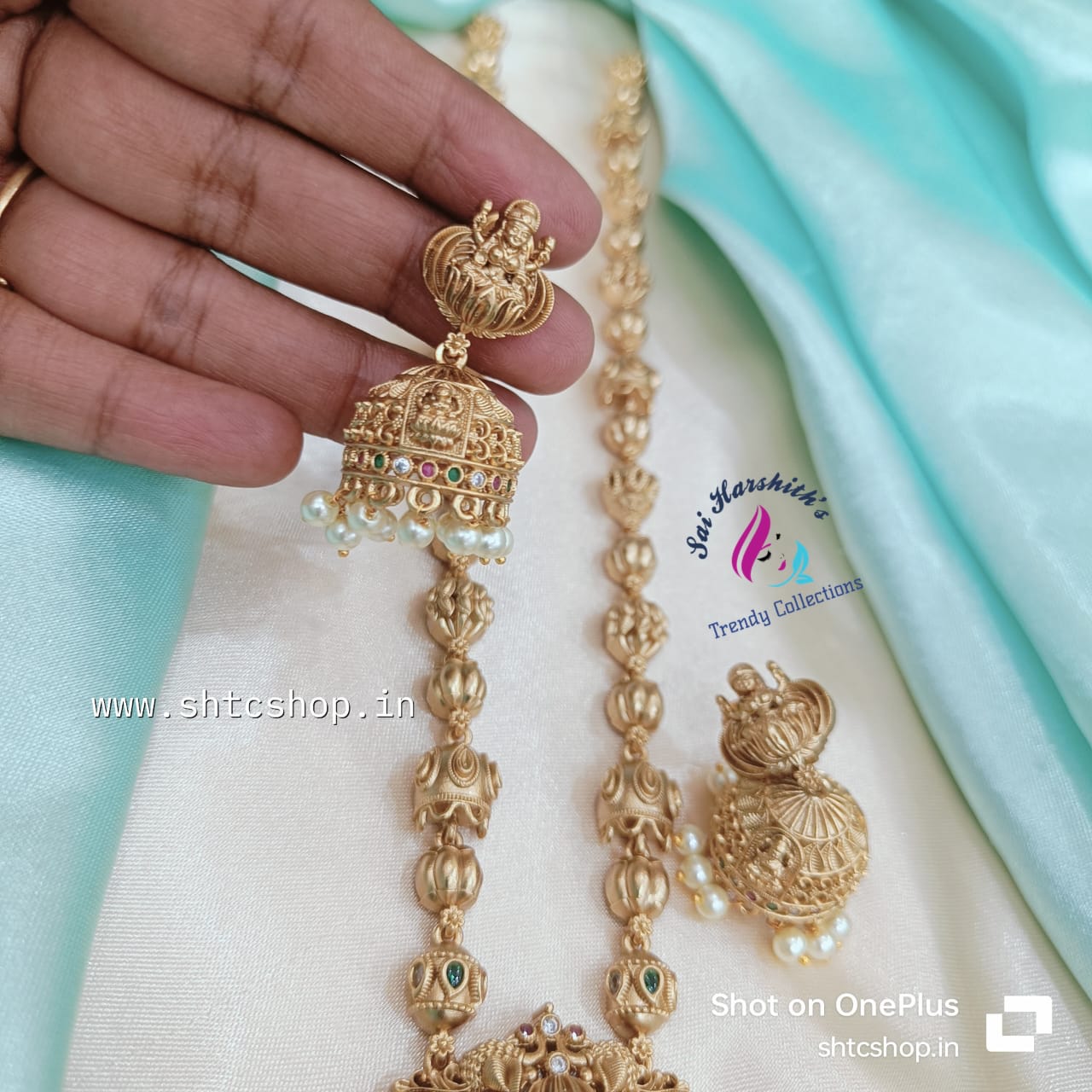 3D Lakshmi Haram with Kempu Stones - SHTC755