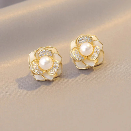 French Camellia Korean Earrings - KE518