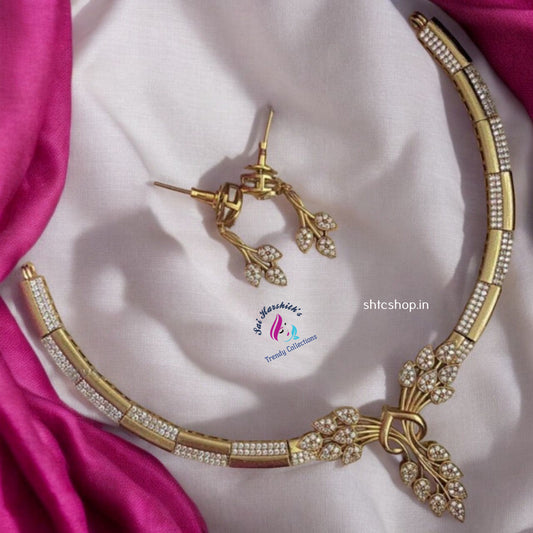 Matte Finish Diamond replica design Necklace set - SHTC881