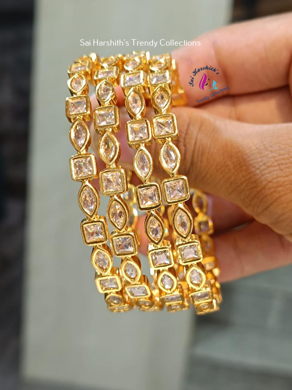 AD Stone Bangles (Set of 4) - SHTC891