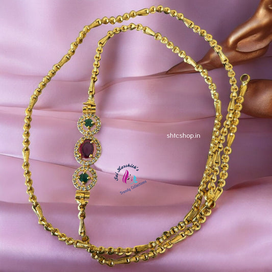 1Gm Gold Plated Mugappu Chain 24 Inches - SHTC941