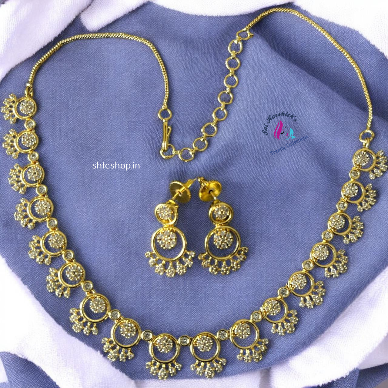 Cute Gold Finish AD Necklace set - SHTC953