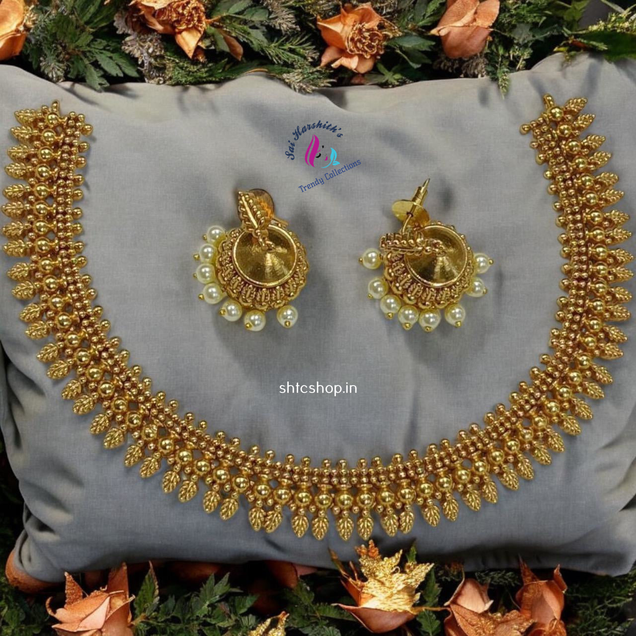 Kerala Style Matte Finish Mullai Necklace sets - SHTC959