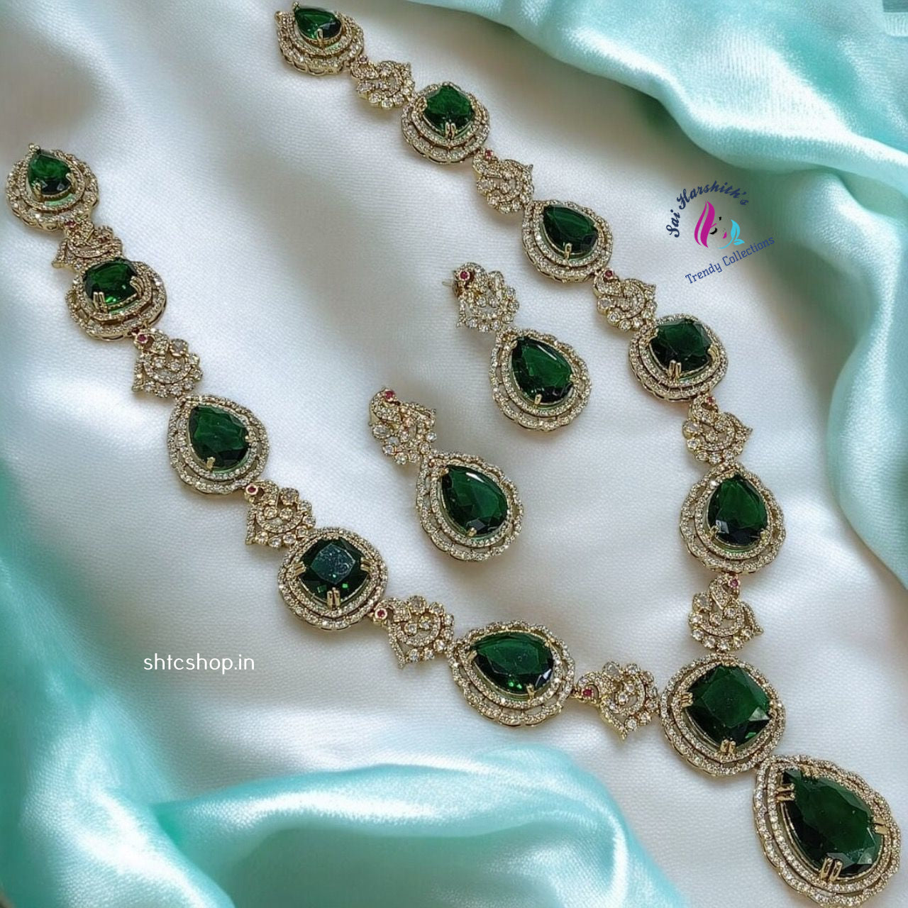 Bollywood Inspired Diamond Replica Statement Jewelry set - SHTC991