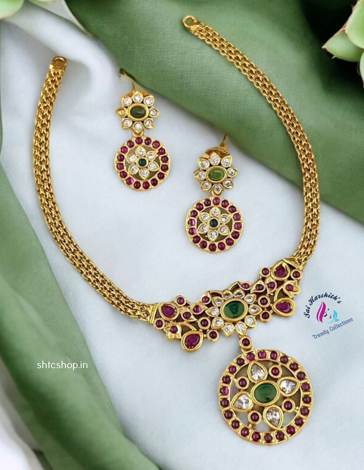 Short Kempu Stone Necklace - SHTC993