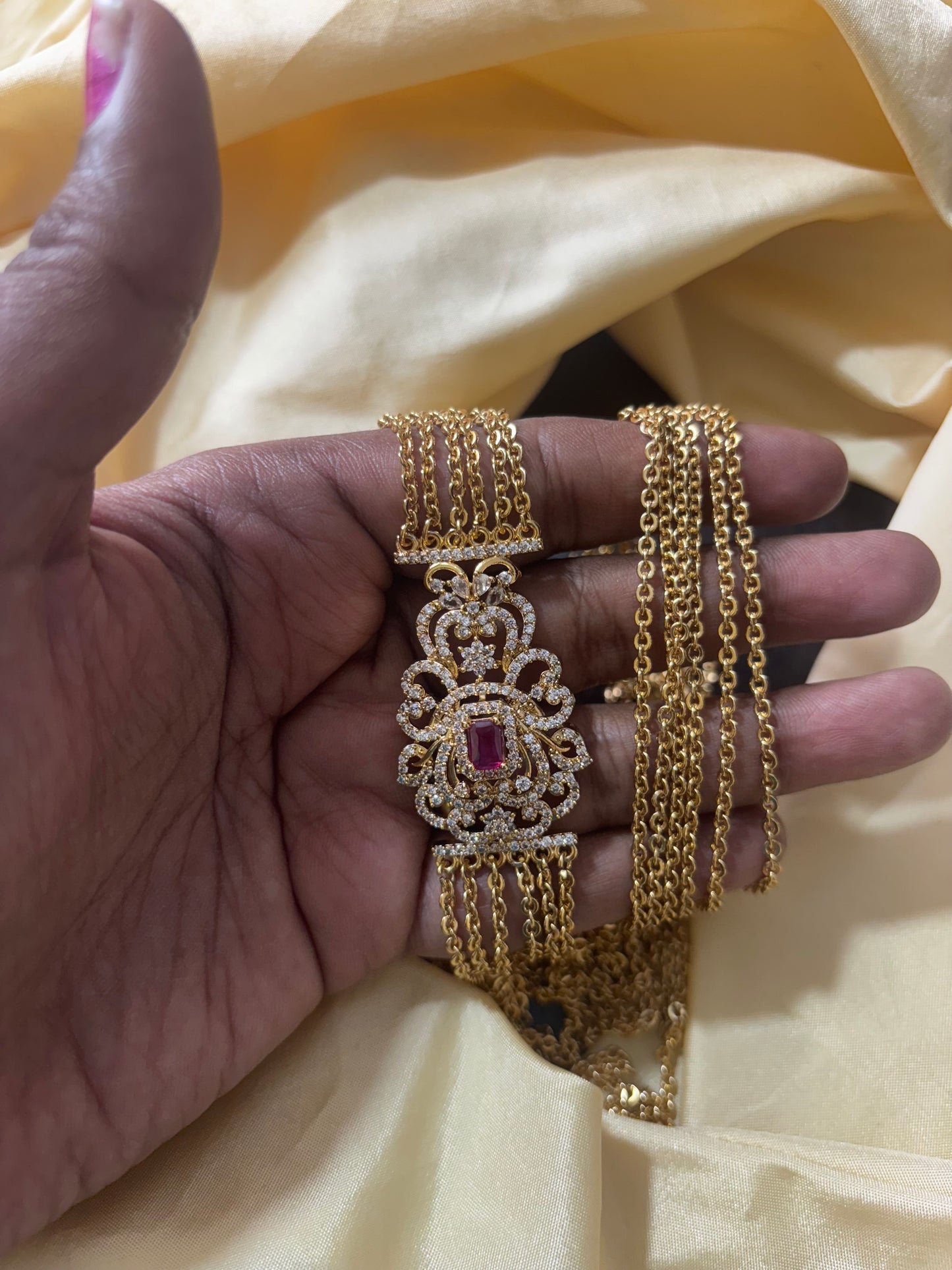 30 inches 6 Layer Matte Finish Mugappu Chain - SHTC1567