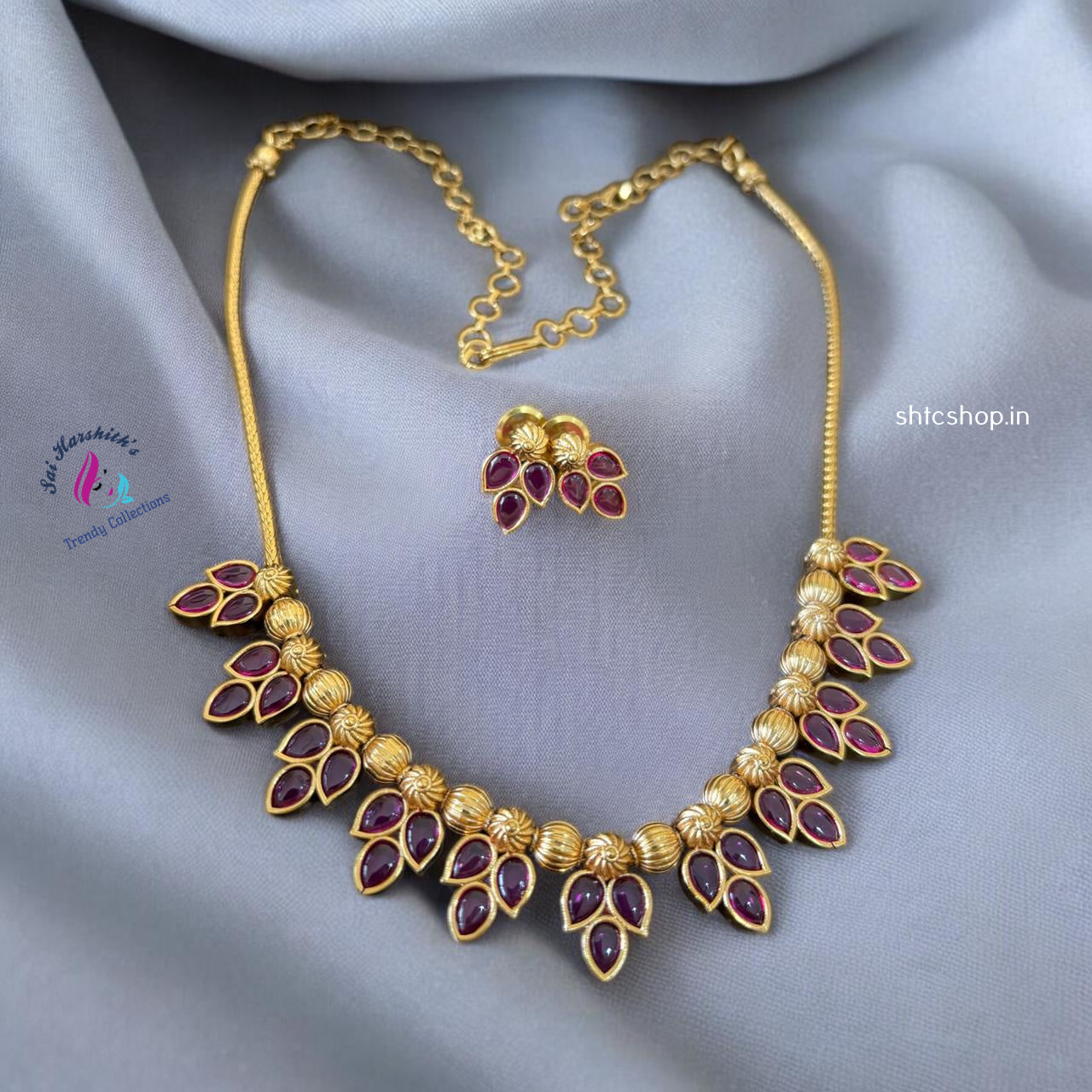 Elegant Kempu Necklace sets - SHTC907