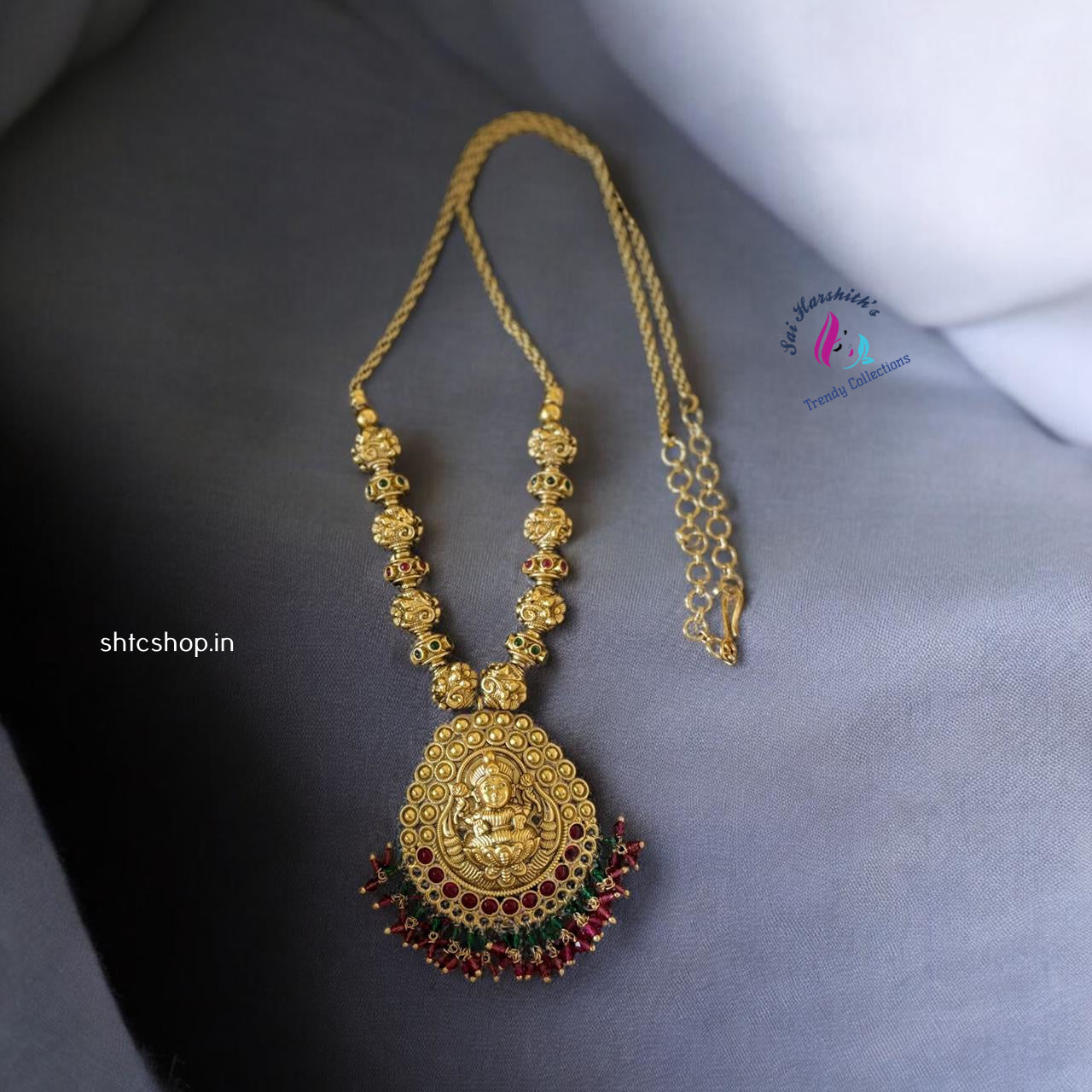 Gooseberry necklace with Lakshmi Pendant - SHTC904