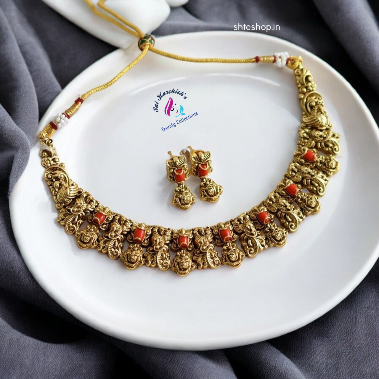 Real Coral Matte Finish Jewelry Set - SHTC828