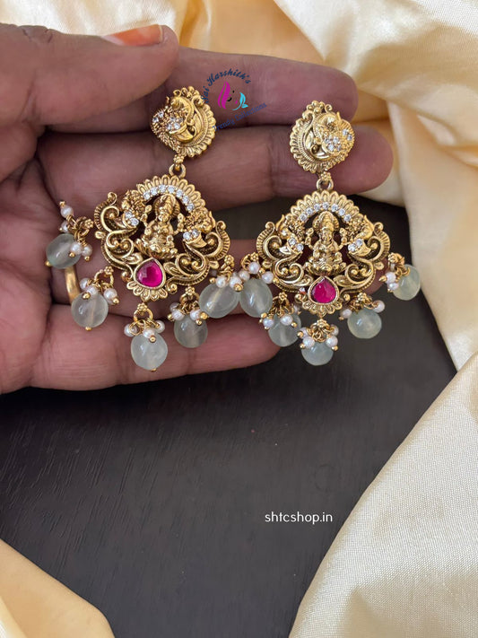 Matte Finish Kempu Stone Earrings - SHTC1070