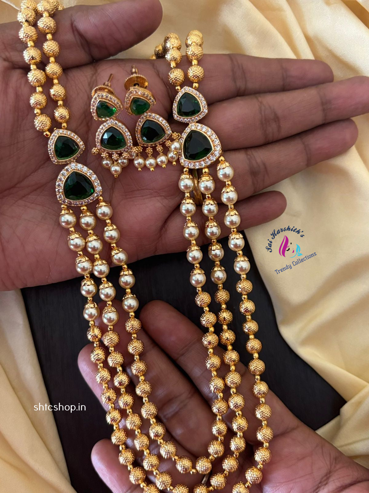 3 Layer Pearl Beaded Statement Chain - Mid Length - SHTC1312