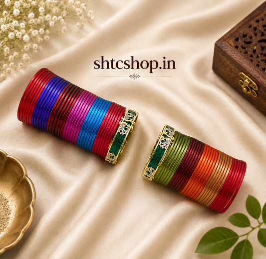 12-in-1 Interchangeable AD Stone Bangles | One Bangle with 10 Changeable Colour Rings (Pair of 2 Bangles) (NO COD AVAILABLE FOR THIS PRODUCT)- SHTC1916