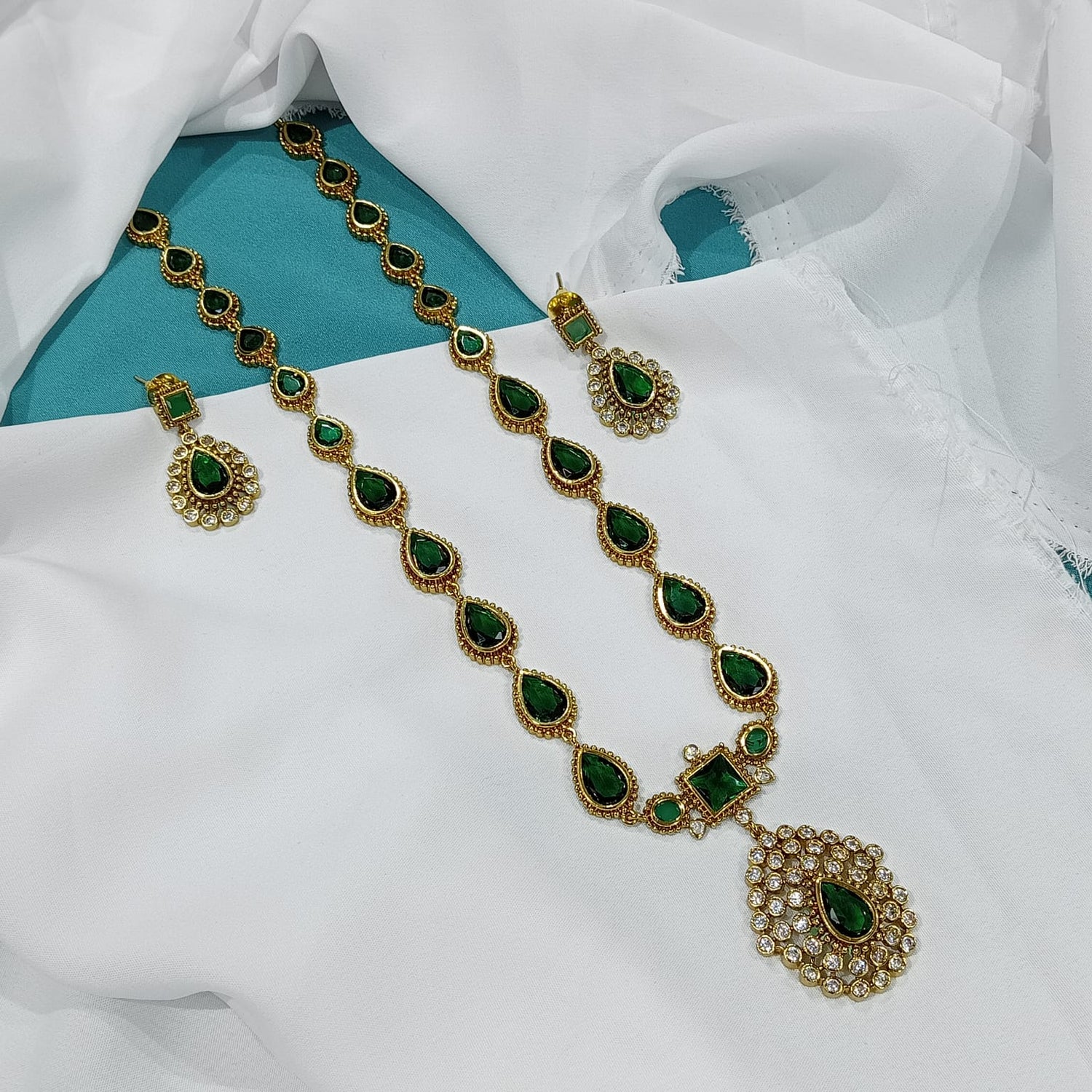 Jyothika Inspired emerald Statement Haram - SHTC1315 - Sai Harshith's Trendy Collections