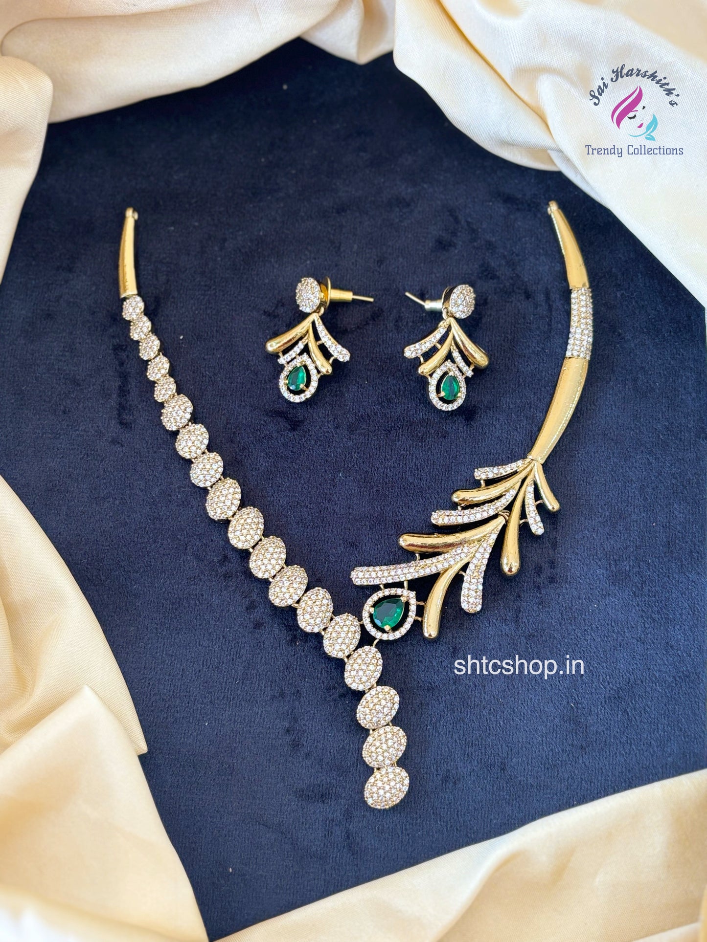 Matte Finish AD Stone Necklace - SHTC1048