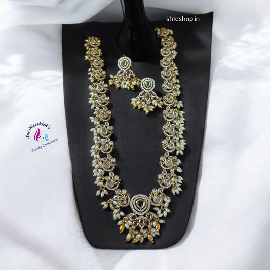 Matte Gutta Pusalu Haram with Kempu stones - SHTC832