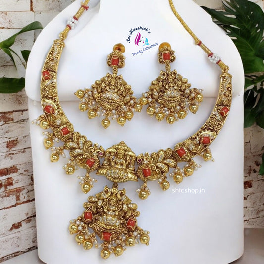 Temple Finish Coral Jewelry Set - SHTC835