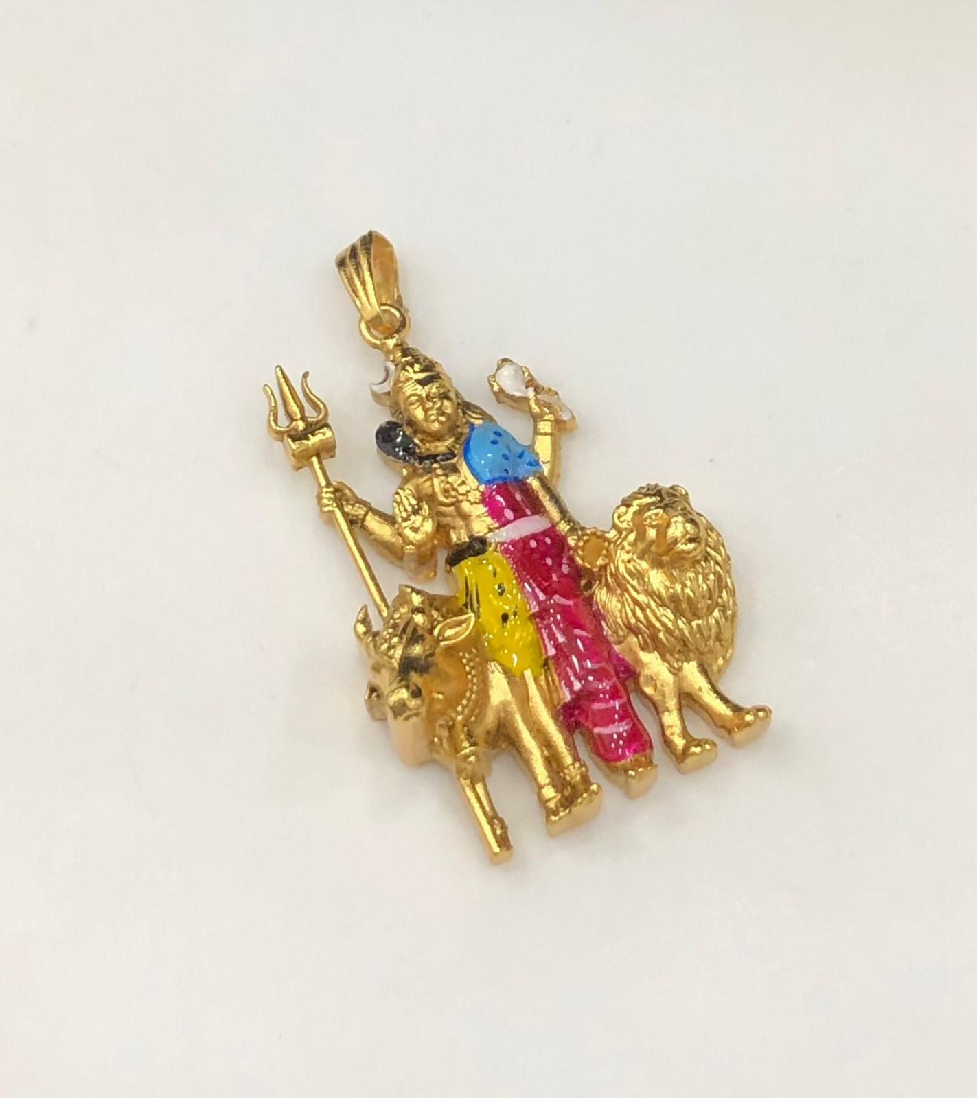 Matte Finish Arthanareeswarar (Shiva Parvathi) Pendant with Enamel Polish - SHTC1339
