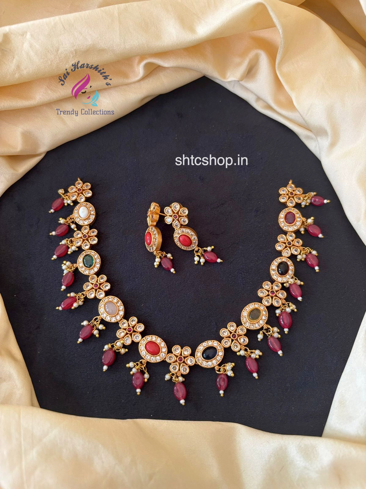 Sovereign Navarathna Majesty Necklace set - SHTC659