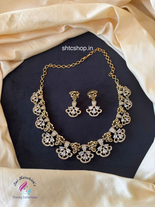 Gold Replica Design Statement Necklace set - SHTC1033
